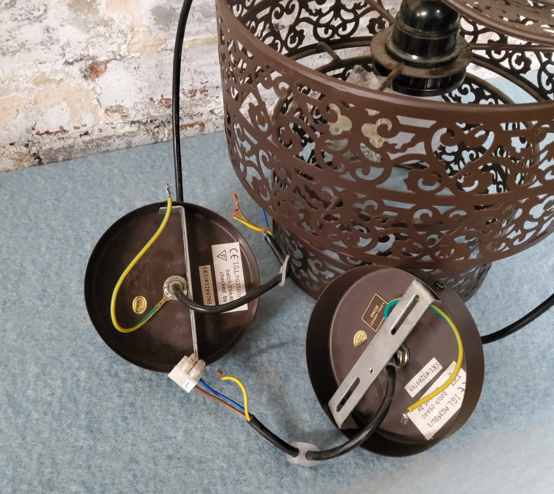 A pair of circular Moroccan style ceiling lights, brown painted metal, ES bulb fittings,  modern - Image 2 of 4