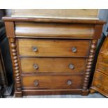A Victorian mahogany Scottish chest of one hidden and three long graduated drawers, period glass
