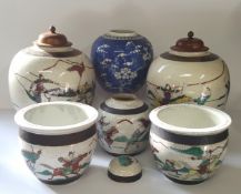 Oriental Ceraimcs - Wucai crackle glazed ginger jars decorated in polychrome enamels with battle