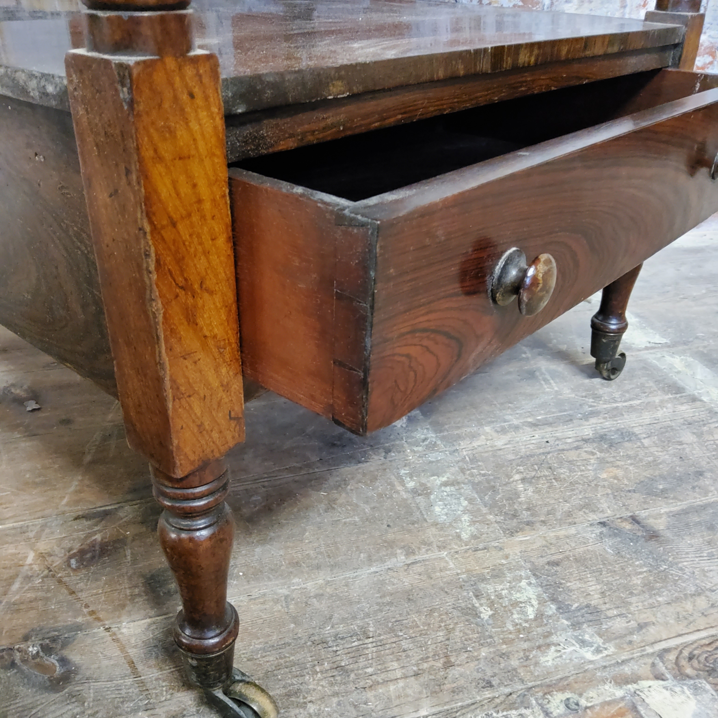 A good early 19th century rosewood four-tier whatnot, fitted with a single drawer to the base, - Image 3 of 4