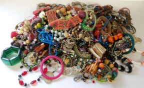 Large quantity of Czech glass, polished stone, coral and shell costume jewellery