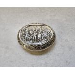 A Dutch silver snuff-box, de Leeuw den Bouter, Schoonhoven, 1973, oval, the hinged cover decorated