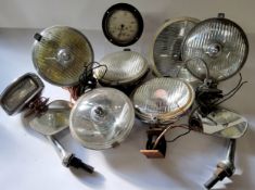 Automobilia - a classic car Smith's of London P.A. speedometer; TEX wing mirrors; Lucas head lamps a