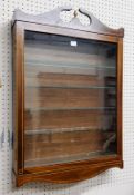 A Sheraton Revival wall hanging display case with four glass shelves, excellent condition.
