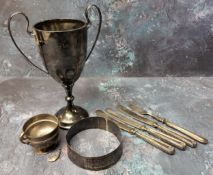 A silver two handled trophy, engraved 'Yorkshire Area Young Britons Annual Speaking Competition