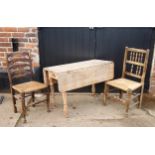 Victorian farmhouse pine table and early 19th century chairs (3)