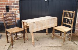 Victorian farmhouse pine table and early 19th century chairs (3)
