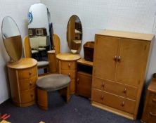 An unusual Art Deco birdseye maple dressing table and bachelor's chest; Art Deco dressing chest