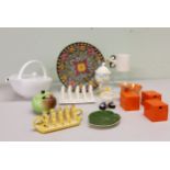 Decorative Ceramics - Carlton Ware Cube threepiece condiment set;  apple preserve pot and cover;
