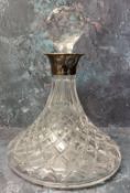 A silver mounted ships decanter, hallmarked W I Broadway & Co,1993. Very Good condition.