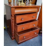 A Victorian mahogany Scottish chest of one hidden and three long graduated drawers, period glass