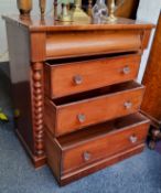 A Victorian mahogany Scottish chest of one hidden and three long graduated drawers, period glass