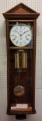 A Hermle & Sohn mahogany clock, boxwood stringing, split veneer back, regulator, 4/4 Westminster