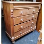 A Victorian farmhouse pine chest of one blind above four graduated drawers, mother of pearl inlaid