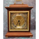 A Fox & Simpson mahogany bracket clock, 8 day movement, silvered engraved dial, black Roman