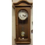 A German Windsor oak finish Wall Clock by Zeit.Punkt, regulator movement, 4/4 Westminster chime, H65