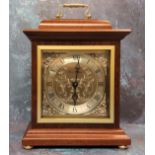 A Fox & Simpson mahogany bracket clock, 8 day movement, silvered engraved dial, black Roman