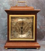 A Fox & Simpson mahogany bracket clock, 8 day movement, silvered engraved dial, black Roman