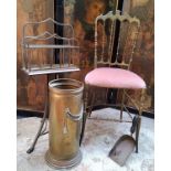 Furniture - a brass hall chair, Neo Classical inspired robe swagger stick stand; music stand and