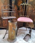 Furniture - a brass hall chair, Neo Classical inspired robe swagger stick stand; music stand and