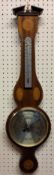 A George III revival Comitti of London, mahogany bango barometer, satin wood inlaid, shell and