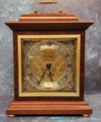 A Fox & Simpson mahogany bracket clock, 8 day movement, silvered engraved dial, black Roman