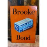 Brooke Bond Tea " Choicest  " A vintage advertising point of sale enamel on tin shop sign, orange