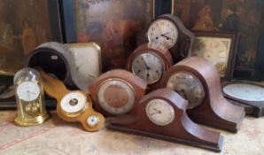 Horology - an Art Deco Smith's mantel clock, Napoleon mantel clock carcasses, spares for