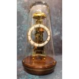 A German Skeleton mantel clock, Franz Hermle 14 day hour strike movement with automatic hammer,