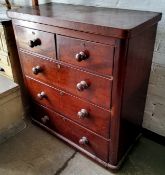 A Victorian chest of two above three drawers, turned handles c.1880