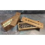 A set of bone and ebony dominos, boxed, 19th century; others (2)