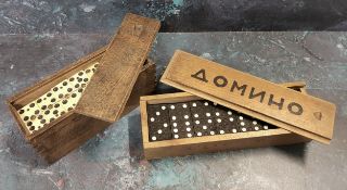 A set of bone and ebony dominos, boxed, 19th century; others (2)