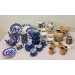 A Denby stoneware part coffee service;   Staffordshire blue and white;  Victorian jugs;  etc