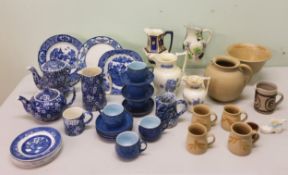 A Denby stoneware part coffee service;   Staffordshire blue and white;  Victorian jugs;  etc