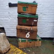 Salvage - Various early 20th century metal domed trunks