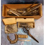 Watchmaker's & Jeweller's workshop tools including fine chisels, files, Tissot tweezers, ring sizing