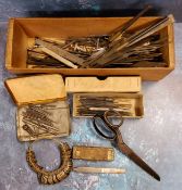Watchmaker's & Jeweller's workshop tools including fine chisels, files, Tissot tweezers, ring sizing
