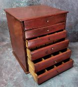 A Watchmaker's cabinet holding six drawers, cherry red varnish on pine c.1900, 34.5cm high x 27cm