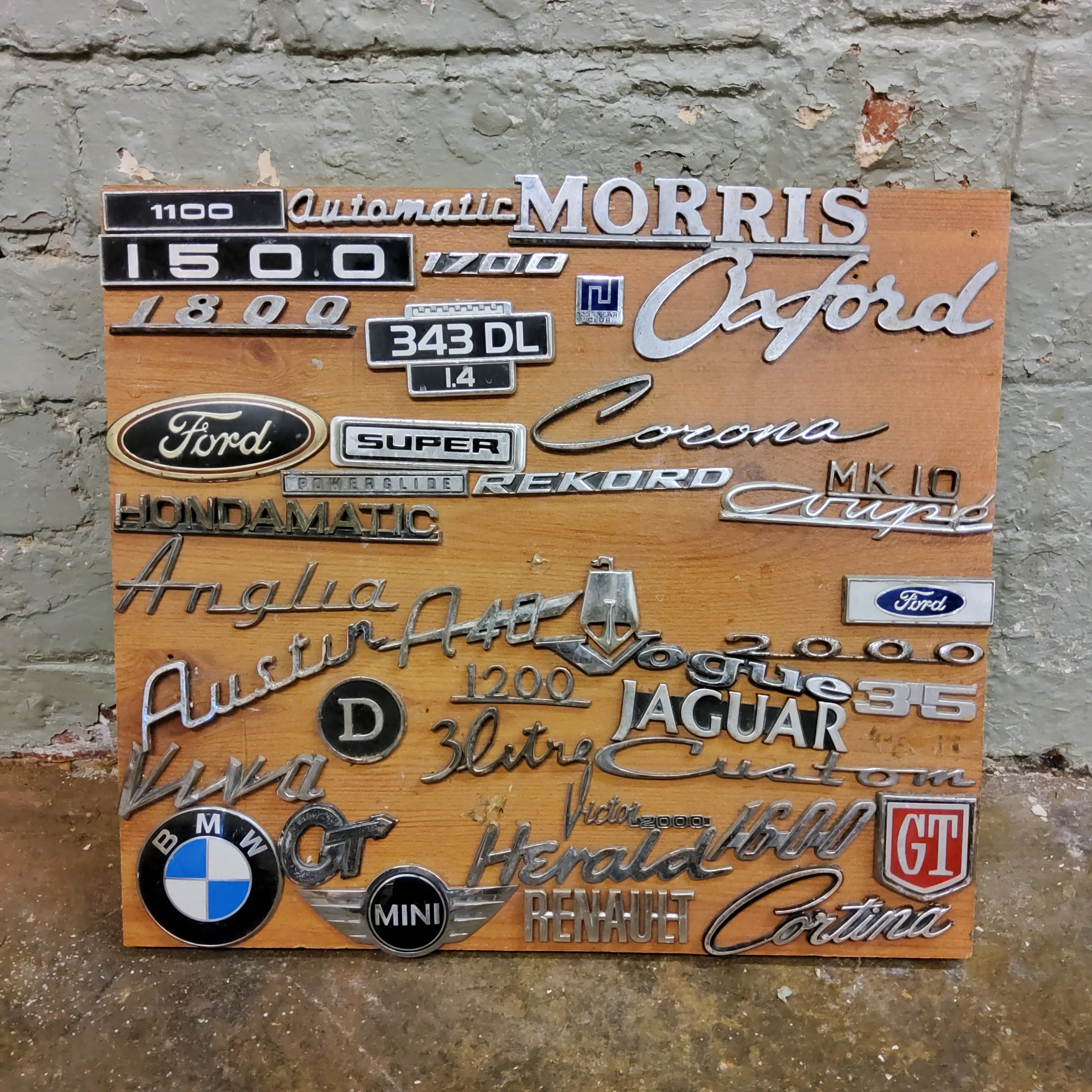 Automobilia- Car Vehicle Name Plates - Jaguar, Oxford, Morris, BMW, Mini, Cortina, Anglia, Austin,