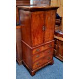 A Bel Furniture Limited flame mahogany and satinwood inlaid 'chest-on-stand' music cabinet,