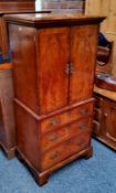 A Bel Furniture Limited flame mahogany and satinwood inlaid 'chest-on-stand' music cabinet,