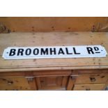 Sheffield Interest - A Victorian cast iron road sign for Broomhall Rd, 106cm wide