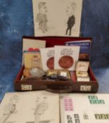 Boxes & Objects - a masonic leather regalia case with coins of ancient Britain, crowns, etc; Third