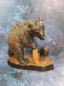 A late 19th century Black Forest model, of a bear and cub, 33cm high, c.1890-1900