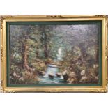 English School, 20th century, Woodland Bridge, signed Bin*, oil on canvas, 58.5cm x 88cm