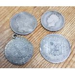 Numismatics - An Elizabeth I (1558-1603) silver shilling dated 1573, with later attached pendant