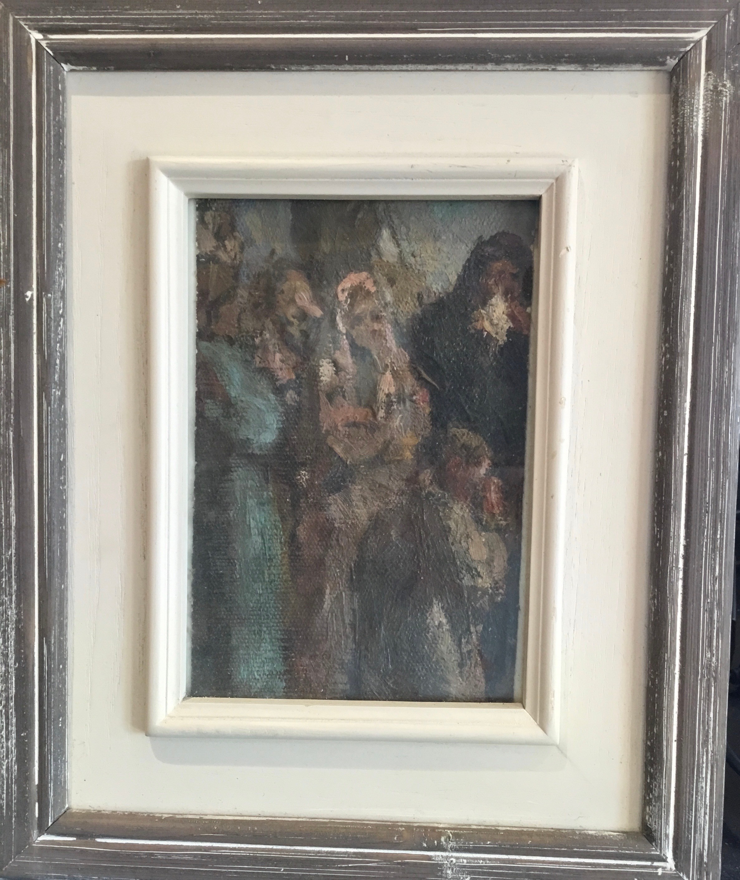 In the manner of Bernard Dunstam (Bn.1930), Impressionist Figures, oil on baord, 15cm x 10.5cm