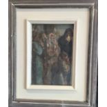In the manner of Bernard Dunstam (Bn.1930), Impressionist Figures, oil on baord, 15cm x 10.5cm