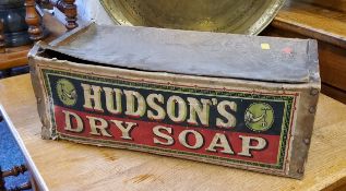 Advertisement - Hudson's Dry Soap advertising crate, early 20th century, wood and card, 39cm wide