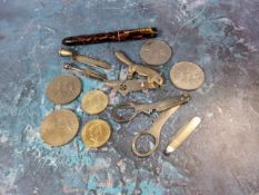 An unusual novelty white metal penknife in the form of a squirrel; a silver pickle fork, William